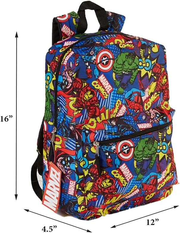 Marvel Comics Avengers Incredible Hulk, Captain America, Spiderman Backpack for Kids, 16" Trendy Zone 21