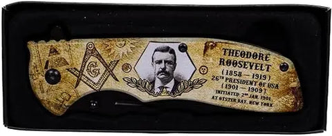 President Theodore Roosevelt Masonic Folding Pocket Knife, 4.75" Blade Trendy Zone 21