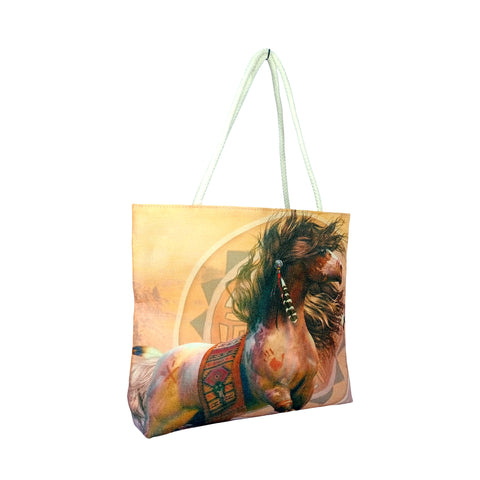 Spirit Warrior Jute Tote Bag 17 x 15 x 4.5 Inch | Eco-Friendly Durable Shopping Shoulder Bag