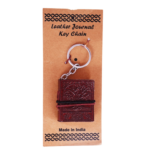 Mini Leather Journal Keychain – 2x1.5 Inch Brown Handmade Notebook Key Ring