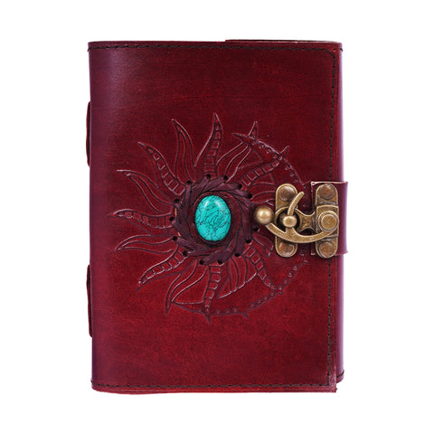Sun Moon Leather Embossed Journal 5x7 – Handmade Vintage Leather Notebook