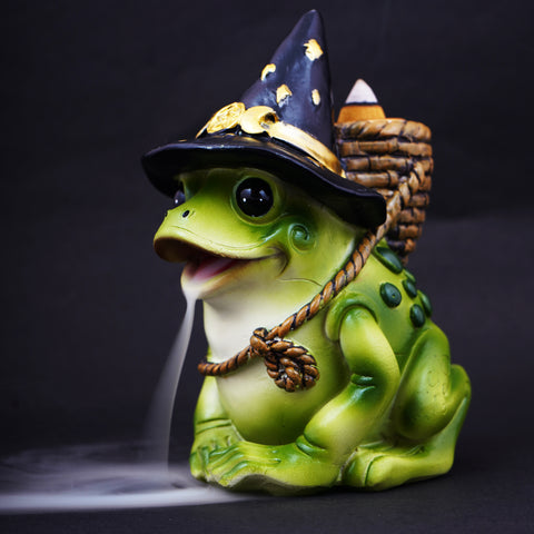Whimsical Frog with Hat Backflow Incense Burner – 5 x 3 Inch