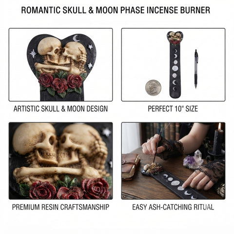 Skulls Heart Moons Boat Incense Burner – Decorative Stick Incense Holder