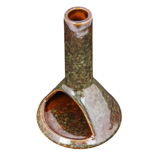 Olive Green Ceramic Chimney Cone Incense Burner – 6 Inch Tall Decorative Holder