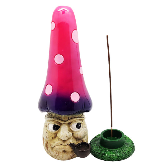 Mushroom Musings Tower Incense Burner – 11" Hand-Painted Polyresin Holder for Cones & Sticks