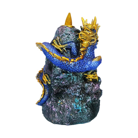 Blue Dragon Backflow Incense Burner LED Crystal 6" for Meditation & Home Décor