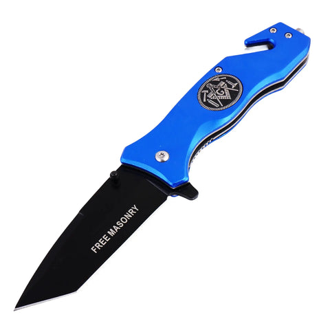 Masonic Folding Knife, Engraved Masonic Logo Expertly Crafted, Symbolic Utility for Masons | Perfect for EDC, & Ceremonial Use with Superior Durability, Iconic Masonic Emblems, Ideal for Collectors (Black) Trendy Zone 21