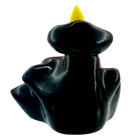 Winding River Black Ceramic Backflow Incense Burner 3.75 Inch Waterfall Fountain