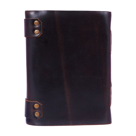 Sun Moon Tree Leather Journal – Handmade Brown Notebook