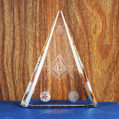 Masonic Laser Etched Crystal Paperweight Symbol of Freemasonry Trendy Zone 21