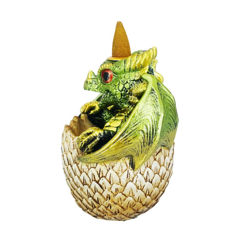 Green Dragon in Egg Backflow Incense Burner 3.5 x 3 x 4.25 Inch