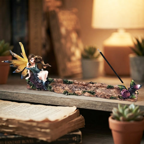 Fairy with Lilacs Incense Burner – Hand-Painted Cold Cast Resin