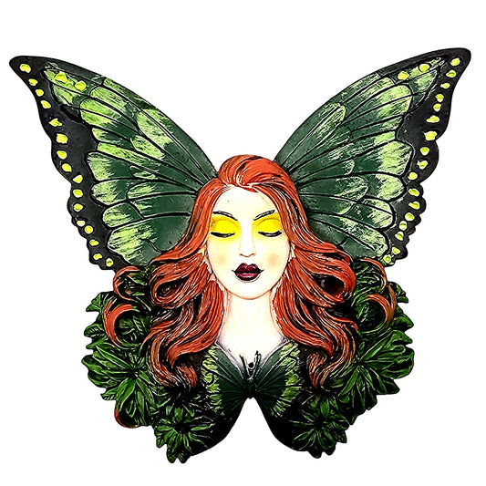Green Fairy Incense Burner, 5.5 x 5 Inch Hand - Painted Cold Cast Resin