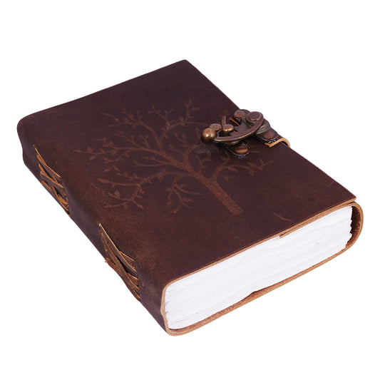 Soft  Leather Embossed Tree Journal – Vintage Handmade Writing  Notebook