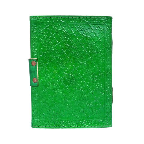 Green Embossed Leather Journal – 5x7 Handmade Vintage Notebook