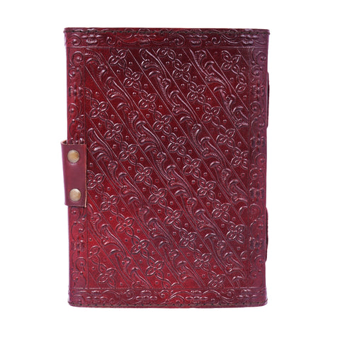 Raven on Books Design Embossed Leather Journal , 5x7 Inch Handmade Notebook