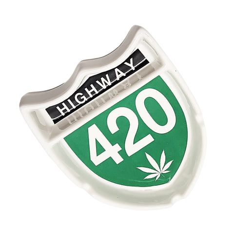 Highway Ceramic Ashtray – 4.25 x 5.25 Inch Novelty Road-Style Design