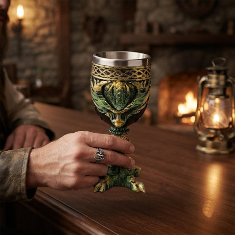 Green Dragon Goblet with Stainless Steel