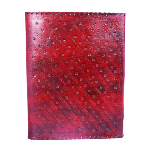 Large Triple Blue Stone Embossed Leather Journal – Handmade Leather-Bound Notebook with Double Swing Clasps