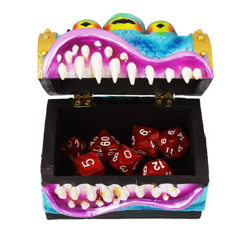 Monster Box with 7 Pearl Red Gaming Dice