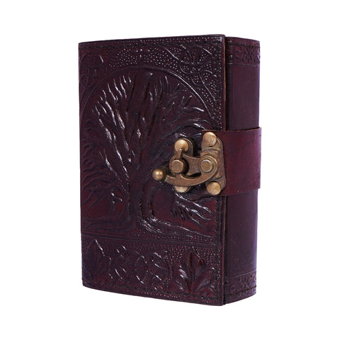 Embossed Leather Journal – 3.5 x 5 Inch Red Handmade Notebook