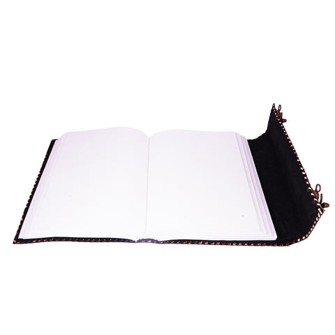 Large Triple Blue Stone Embossed Leather Journal – Handmade Leather-Bound Notebook with Double Swing Clasps