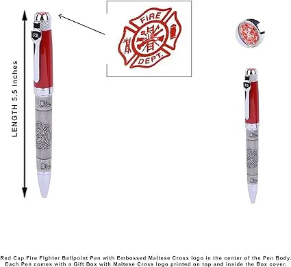 Firefighter Red Cap Pen Officially Licensed Ballpoint Pen Trendy Zone 21