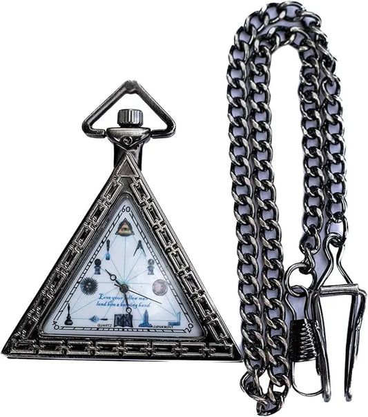 Masonic Triangular Pocket Watch with Chain Trendy Zone 21