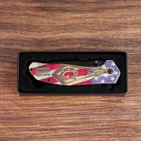 Masonic Folding US Flag Pocket Knife 4.75" Blade Trendy Zone 21