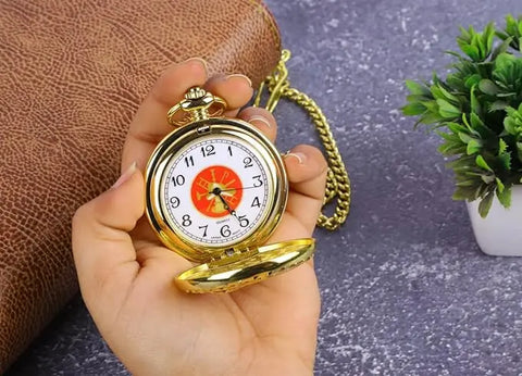 Fire Dept. Truck Pocket Watch Gold Trendy Zone 21