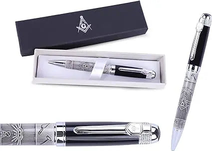 Masonic Ballpoint Pen in Gift Box - Black / Silver Trendy Zone 21