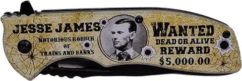 Jesse James Folding Pocket Knife Wanted Dead or Alive - 4.75" Blade Trendy Zone 21