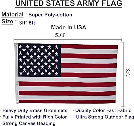 United States of America US Flag Indoor/Outdoor (3' x 5') Trendy Zone 21