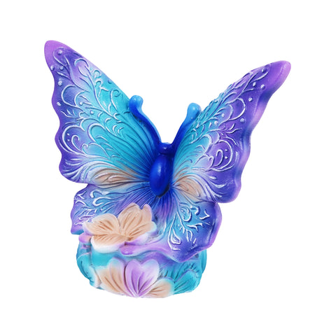 Butterfly Incense Burner – 5 x 4 x 2.25 Inch Hand-Painted Cold Cast Resin