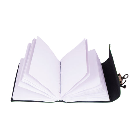 Green Embossed Leather Journal – 5x7 Handmade Vintage Notebook