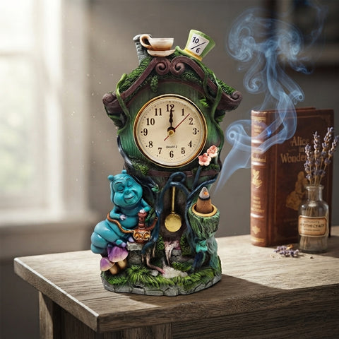 Caterpillar Clock Backflow Incense Burner – Decorative Backflow Incense Cone Holder with Caterpillar and Clock Design