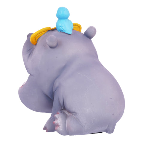 BIG Cool Hippo Ashtray with Bird on Head – 5.5 x 4 x 3.5 Inch Hand-Painted Cold Cast Resin