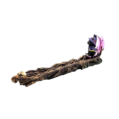 Magical Witch Cat Incense Burner – Decorative Resin Black Cat Holder for Stick