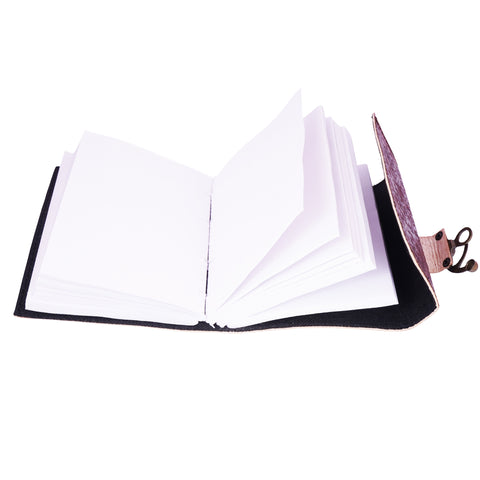 Raven on Books Design Embossed Leather Journal , 5x7 Inch Handmade Notebook