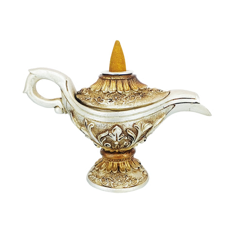 Magic Lamp Backflow Incense Burner – Decorative Genie Lamp Incense Cone Holder