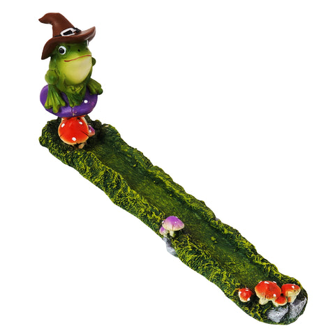 Whimsical Magical Frog Incense Burner – 10 x 1 Inch Hand-Painted Cold Cast Resin