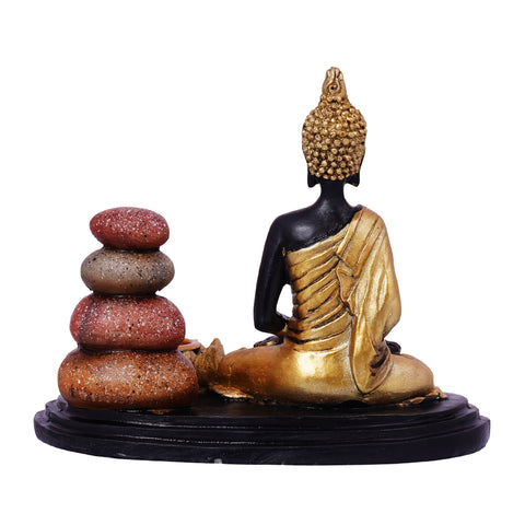 Buddha Incense Burner – 5 x 4.5 Inch Hand-Painted Cold Cast Resin Holder for Stick & Cone Incense