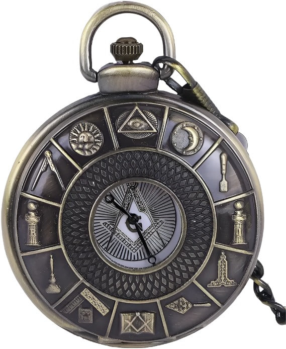 Masonic Compass/Square See-Through Pocket Watch Trendy Zone 21