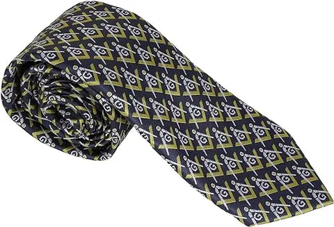 Men's Masonic Compass & Square Logo Necktie Trendy Zone 21