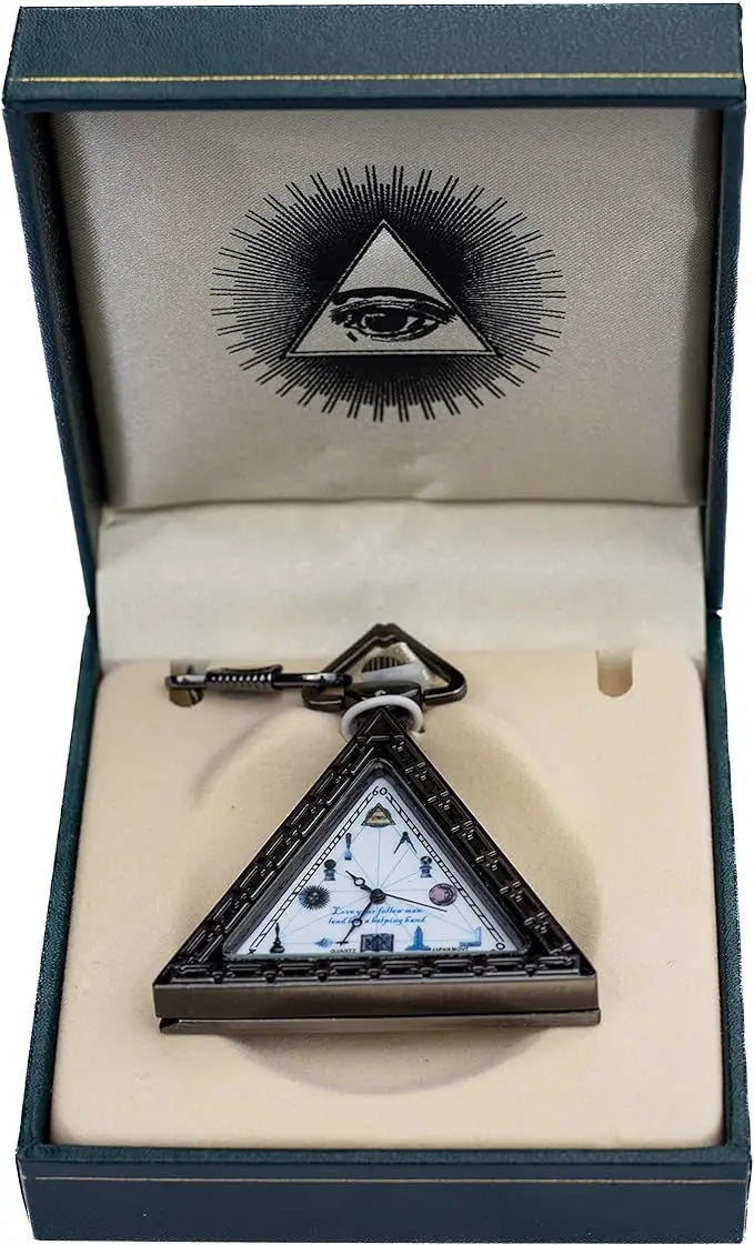 Masonic Triangular Pocket Watch with Chain Trendy Zone 21