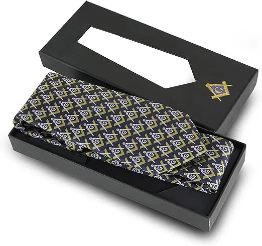 Men's Masonic Compass & Square Logo Necktie Trendy Zone 21