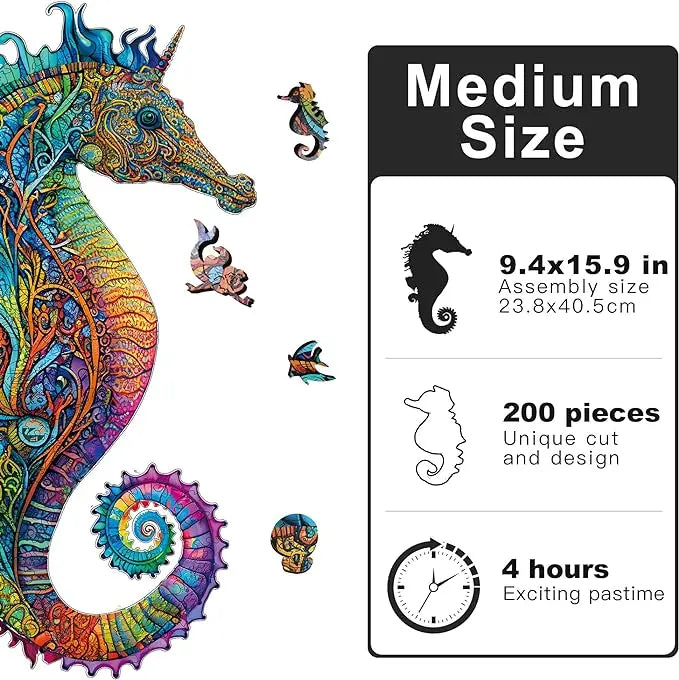 Seahorse Wooden Animal Jigsaw Puzzle - 200 Pieces Trendy Zone 21