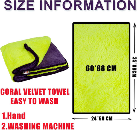 Microfiber Towel for Car Cleaning,1000GSM 35"/24" Dual-Sided
