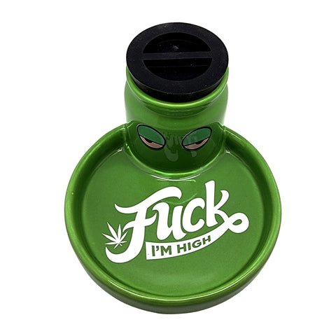 Ceramic 2-in-1 Ashtray with Stash Jar – 5 x 3 Inch Novelty Desk Organizer
