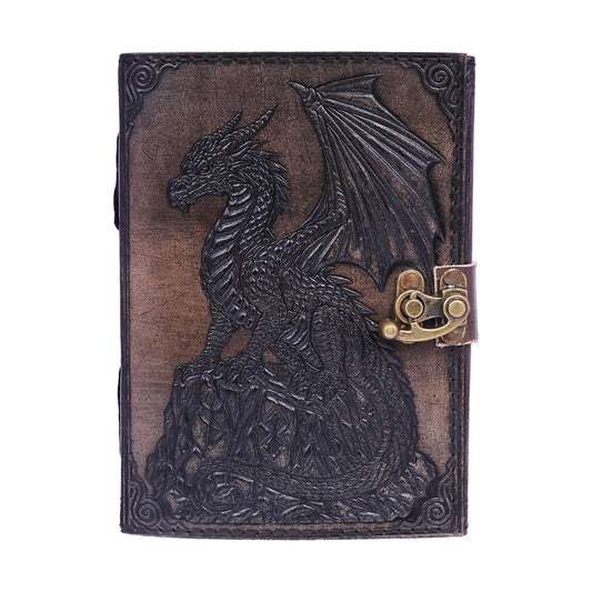 Dragon Leather Journal – Handmade 5x7 Vintage Notebook